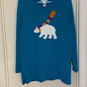 Quacker Factory Blue Sweater with Polar Bear